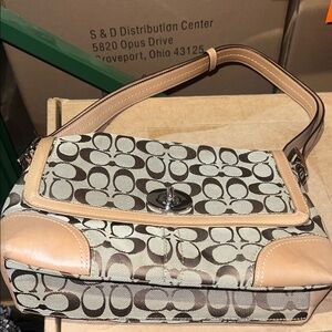 Coach Monogram Black and Cream Shoulder Bag